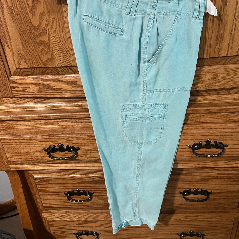 Tommy Bahama Turquoise Linen Crop Pants 4